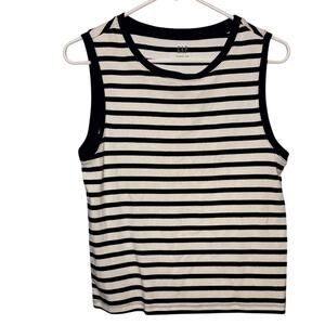 Gap Women’s Striped Tank Top Black White Sleeveless Size Large